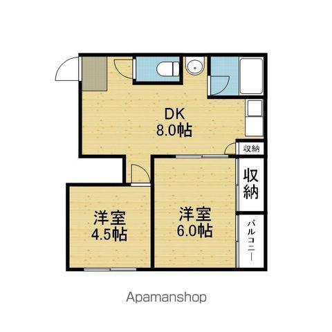 コーポウエスト神路(2DK/2階)の間取り写真