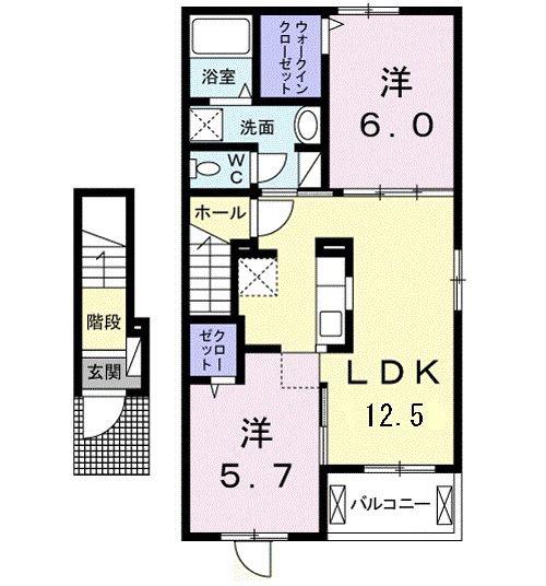 ベアトリーチェ B(2LDK/2階)の間取り写真