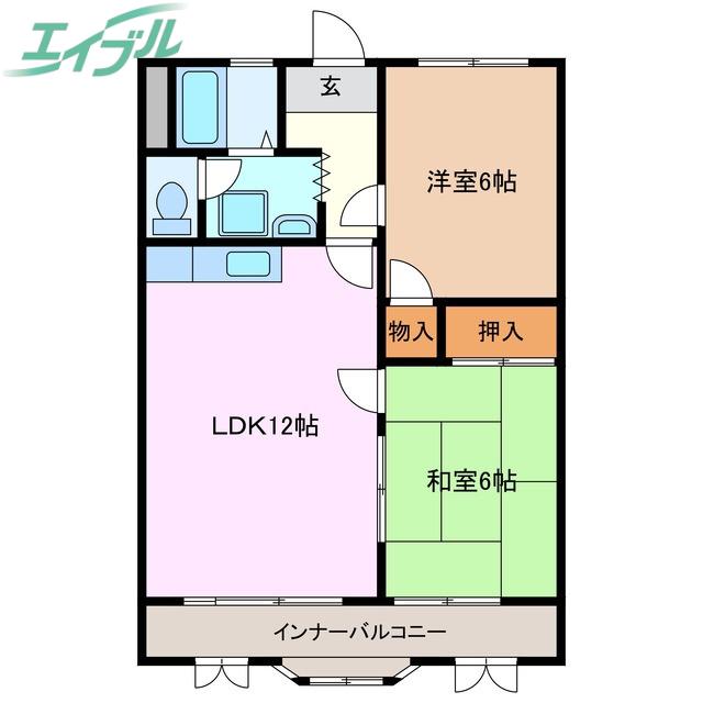 メゾン西浦(2LDK/5階)の間取り写真