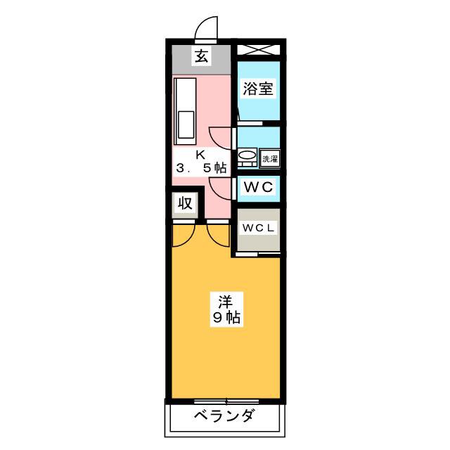 オークヒルズ(1K/4階)の間取り写真
