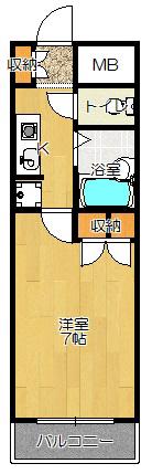 メルベーユTハイツ(1K/3階)の間取り写真