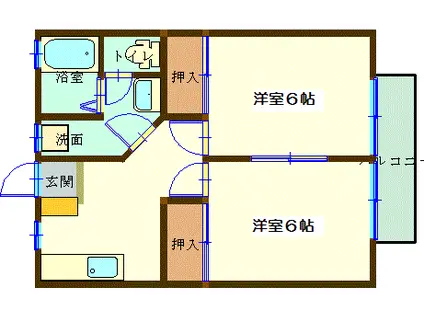 カームメゾン(2K/2階)の間取り写真