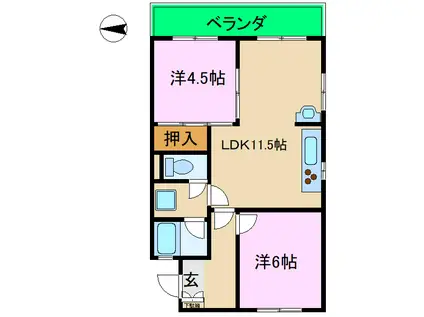 小島マンション(2LDK/4階)の間取り写真