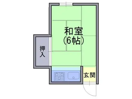 オカモクハイツ(ワンルーム/2階)の間取り写真