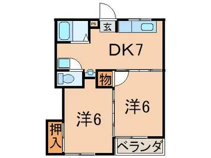 サニーサイドパレス(2DK/3階)の間取り写真