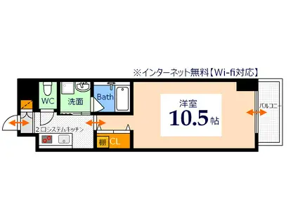CASA BLANCA M-6 (1K/4階)の間取り写真