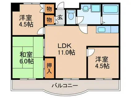 カンパニューラTM(3LDK/4階)の間取り写真