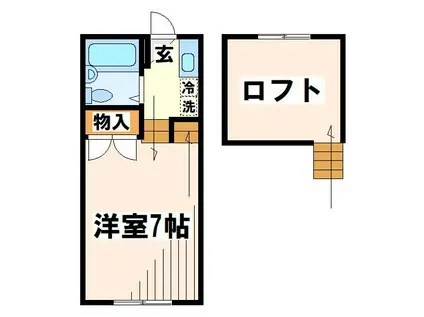 パインハイム(1K/2階)の間取り写真