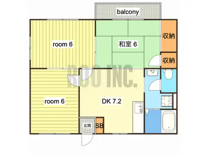 エスポワール田寺(3DK/2階)の間取り写真