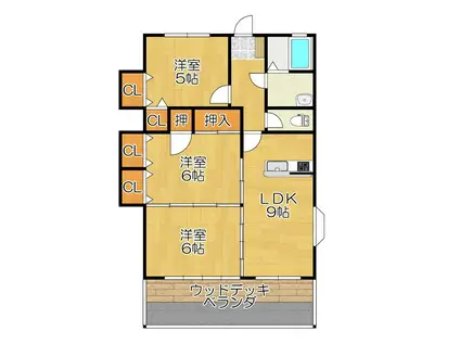 ラガール須屋(3LDK/1階)の間取り写真