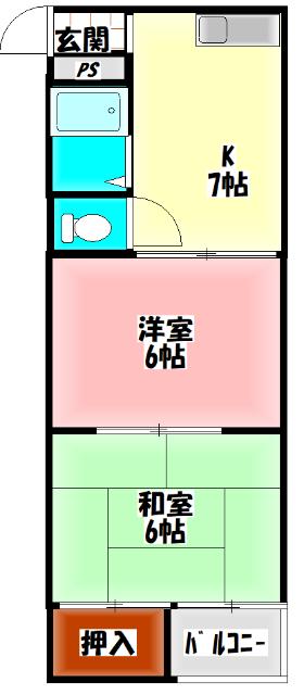 秀和第1ハイツ(2K/3階)の間取り写真