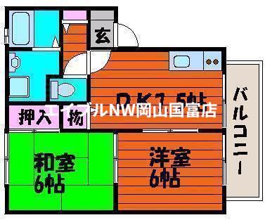 ビバーチェナラバラB(2DK/1階)の間取り写真