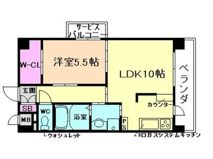 メ・ロッソ福島(1LDK/6階)の間取り写真