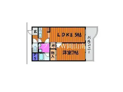 アビターレ下中野(1LDK/3階)の間取り写真