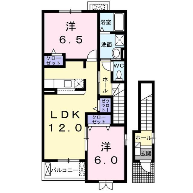 ル・レーブA(2LDK/2階)の間取り写真