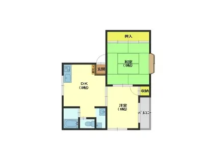 ルシオール田島(2DK/1階)の間取り写真