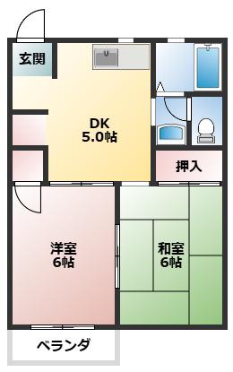 NEWS1(2DK/2階)の間取り写真
