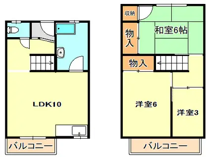 松が丘10号棟(2LDK/3階)の間取り写真