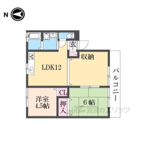 セゾン大軽(2LDK/2階)の間取り写真