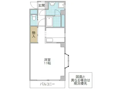 リバーサイド村山(ワンルーム/3階)の間取り写真