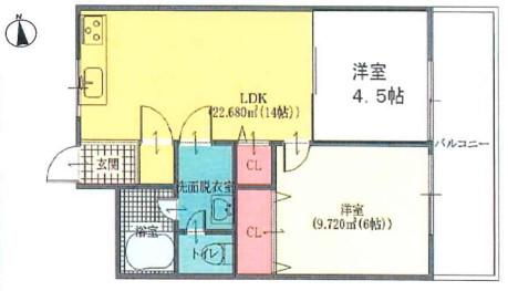WIND HILL香里I(2LDK/7階)の間取り写真