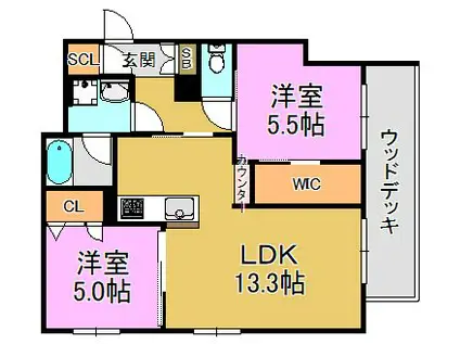 シャーメゾンTG VIA SOLE(2LDK/1階)の間取り写真