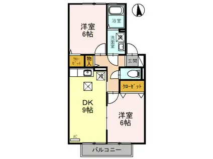 クローバーII(2DK/1階)の間取り写真