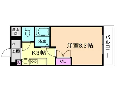 シャンヴェルジェ豊中I(1K/2階)の間取り写真
