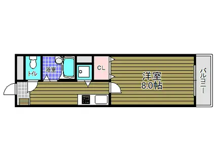 ボヌール(1K/3階)の間取り写真