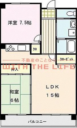 アザレ久留米(2LDK/4階)の間取り写真