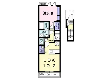 ラポームメゾンII(1LDK/2階)の間取り写真