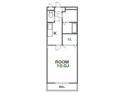 ウエストハイツ(1K/1階)の間取り写真