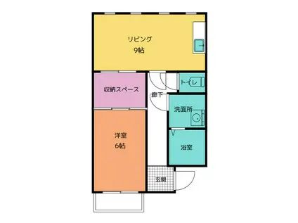 フラワーアイランド江島(1SLDK/2階)の間取り写真