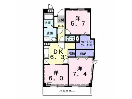 クリスタルガーデンII(3DK/3階)の間取り写真