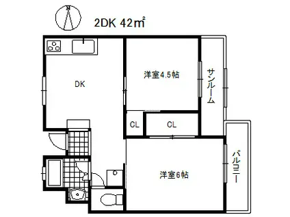 エスペランサ魚崎(2DK/7階)の間取り写真