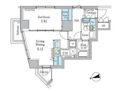 PARK AXIS御徒町(1LDK/4階)の間取り写真