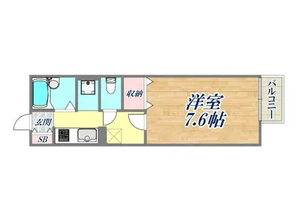ドミール芦屋(1K/2階)の間取り写真