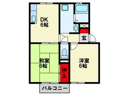 セジュールサツキ(2DK/1階)の間取り写真