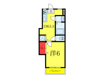 梅田ビル(1K/2階)の間取り写真
