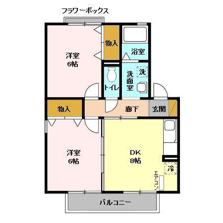 コーポ小倉A(2DK/2階)の間取り写真