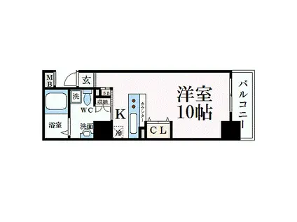 WOB SHINMACHI(1K/8階)の間取り写真