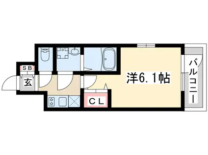 エスリードレジデンス大阪グランノースⅠ(1K/6階)の間取り写真