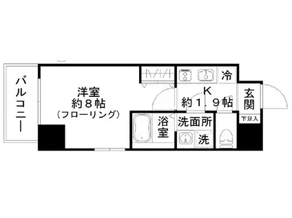 西田マンション(1K/2階)の間取り写真