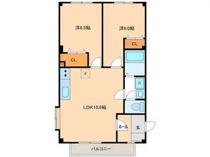 ステージ遊(2DK/2階)の間取り写真