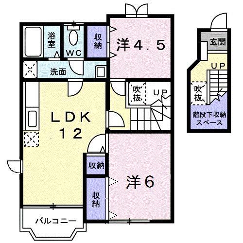 ララ・メゾンB(2LDK/2階)の間取り写真