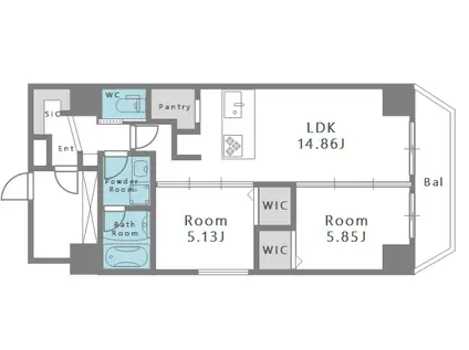 BANIX北堀江(2LDK/6階)の間取り写真