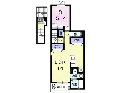 フレシール静里(1LDK/2階)の間取り写真