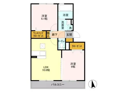 レイクガーデン(2LDK/1階)の間取り写真