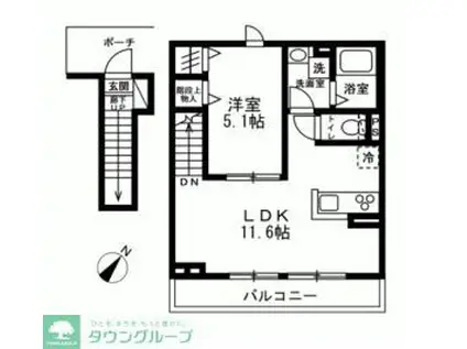 オスト六浦(1LDK/2階)の間取り写真