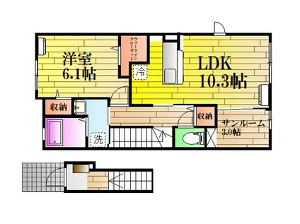 カーサ・グランデ B(1LDK/2階)の間取り写真